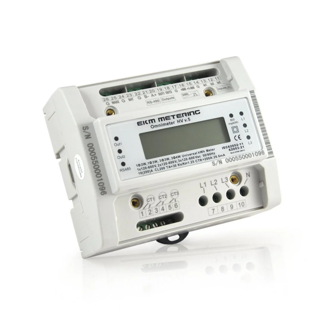 EKM Omnimeter HV v.5 – Universal Single and Three Phase up to 600V, Pulse Counting, Relay Controlling, Universal Smart Electric Meter - Image 2