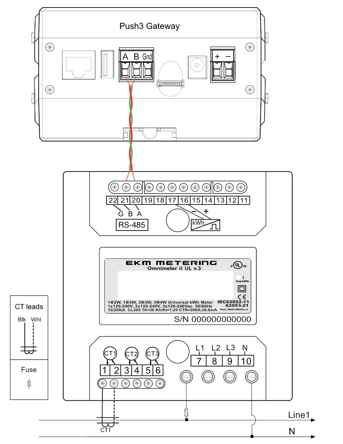 EKM-Omnimeter II UL v.3 – Universal Smart Meter, Single Phase or 3-Phase, 120 to 240V, 50/60Hz, up to 5000 Amps - Image 3