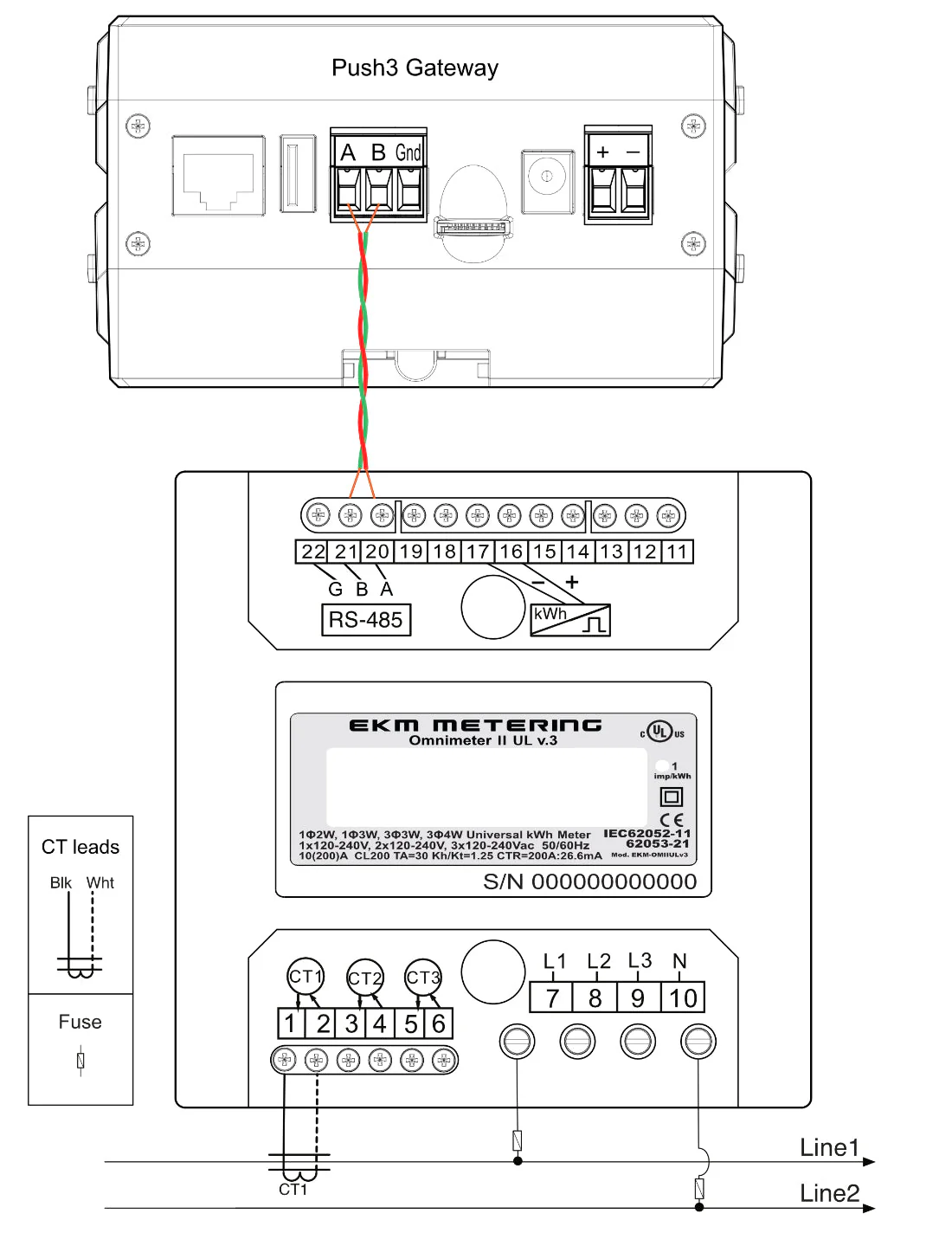 EKM-Omnimeter II UL v.3 – Universal Smart Meter, Single Phase or 3-Phase, 120 to 240V, 50/60Hz, up to 5000 Amps - Image 4