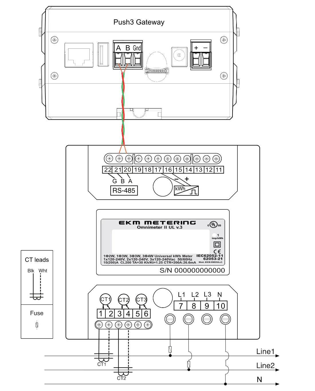 EKM-Omnimeter II UL v.3 – Universal Smart Meter, Single Phase or 3-Phase, 120 to 240V, 50/60Hz, up to 5000 Amps - Image 6
